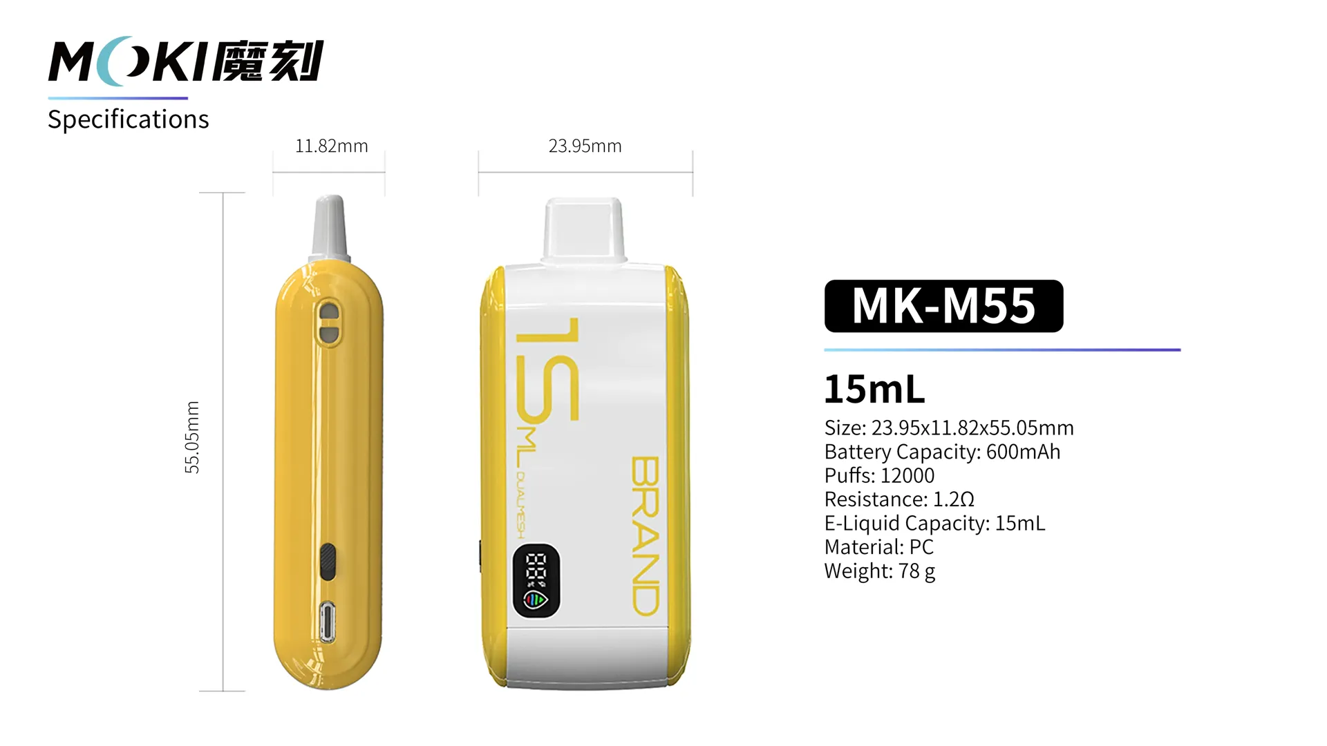 parâmetros do M55 Ceramic Pre-filled Vape